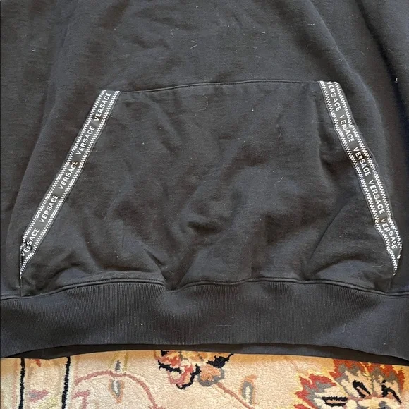 Versace Black Hoodie Sweater with Branded Accents - Picture 3 of 5